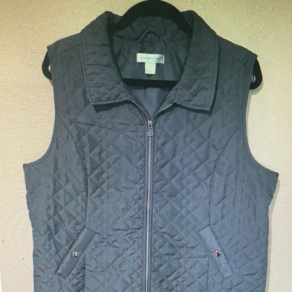 Christopher & Banks Quilted Gray Zip-Front Vest
